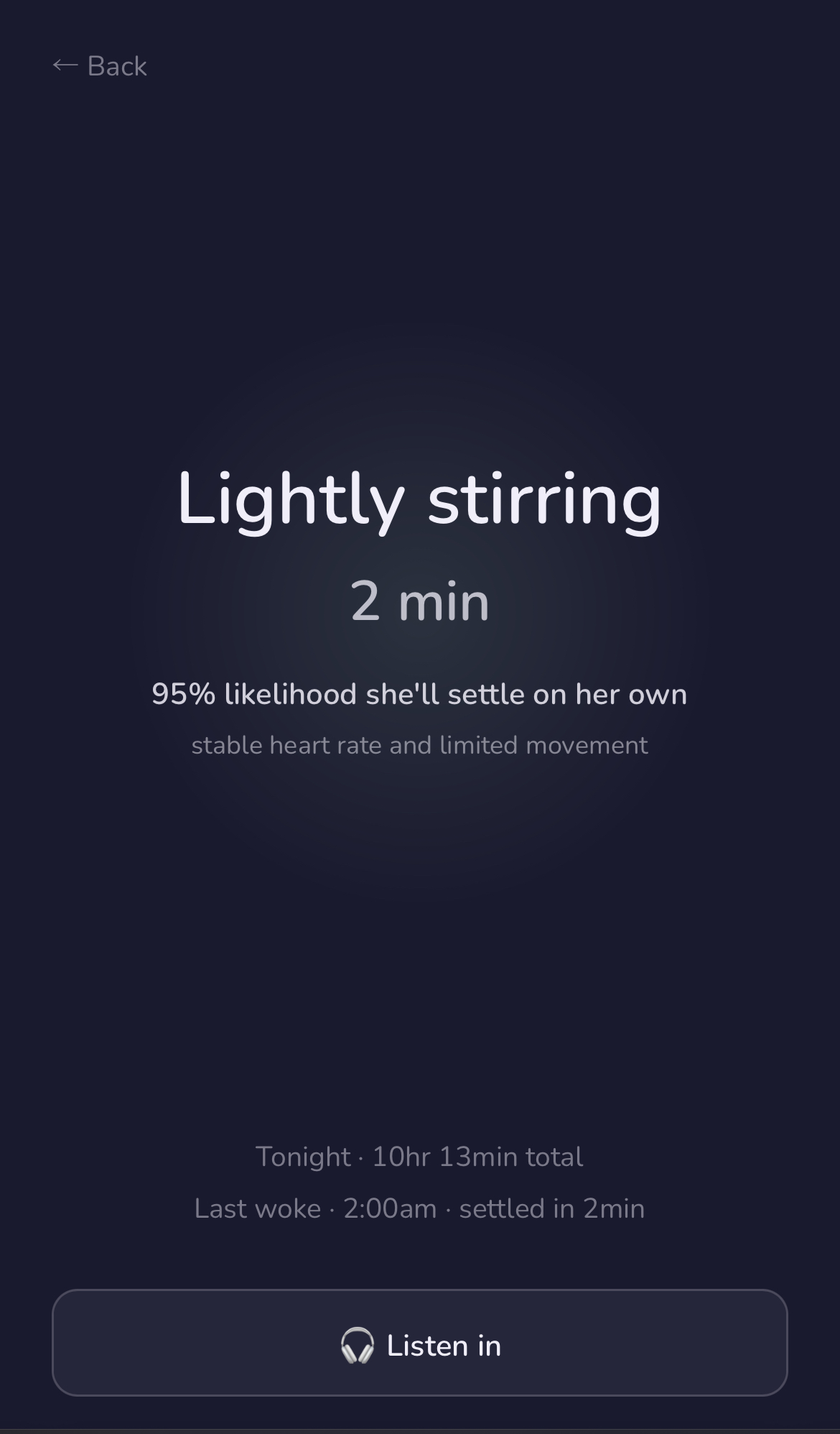 Doozy sleep tracking screen